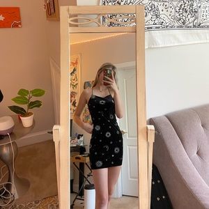 fitted black sun & moon dress